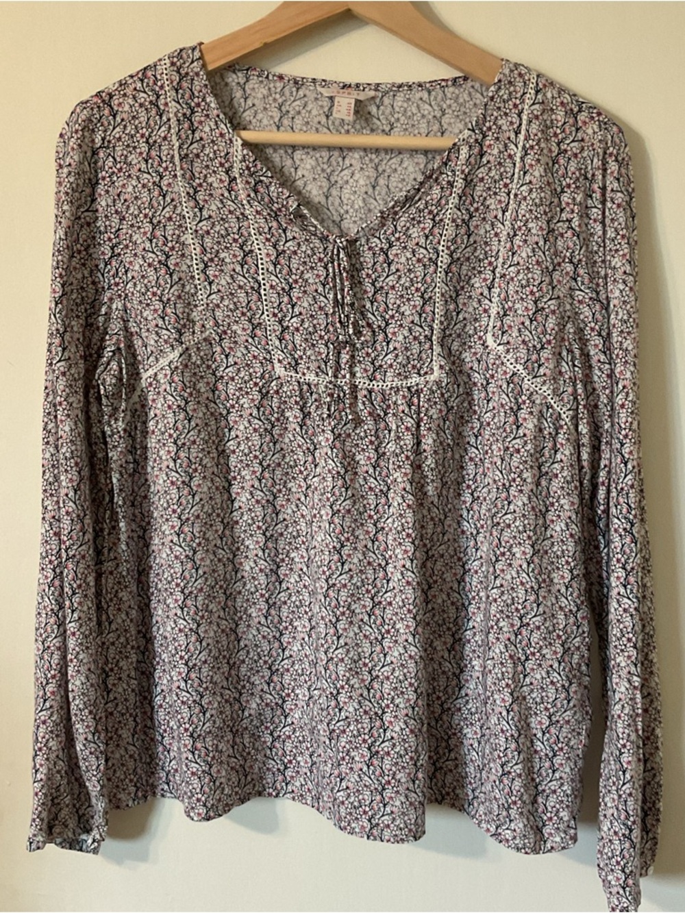 ESPIRIT Floral Y2K Boho Peasant Gypsie Hippie Blouse Top with Pearl Buttons 10